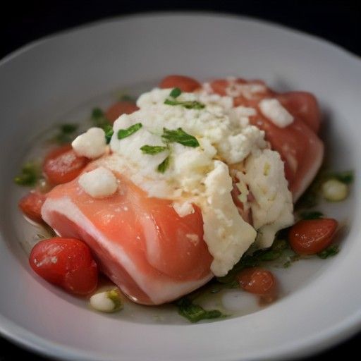Carpaccio di branzino con pomodorini freschi e ricotta salata